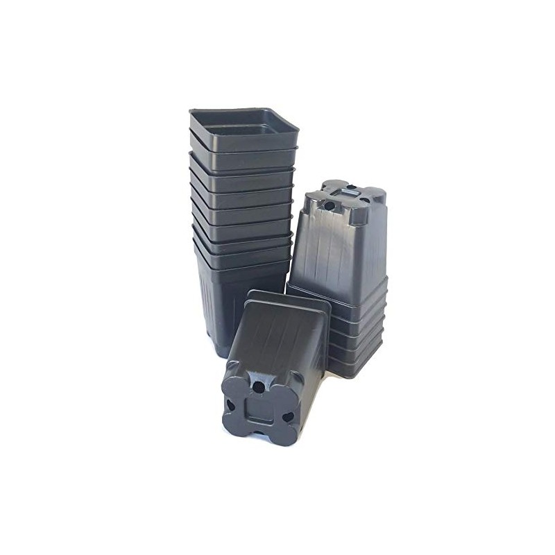 100-2.5 inch Square DEEP Black Plastic Nursery pots seedlings Plants