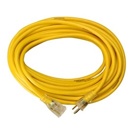 Yellow Jacket 2883 12/3 Heavy-Duty 15-Amp SJTW Contractor Extension Cord with Lighted Ends, 25-Feet