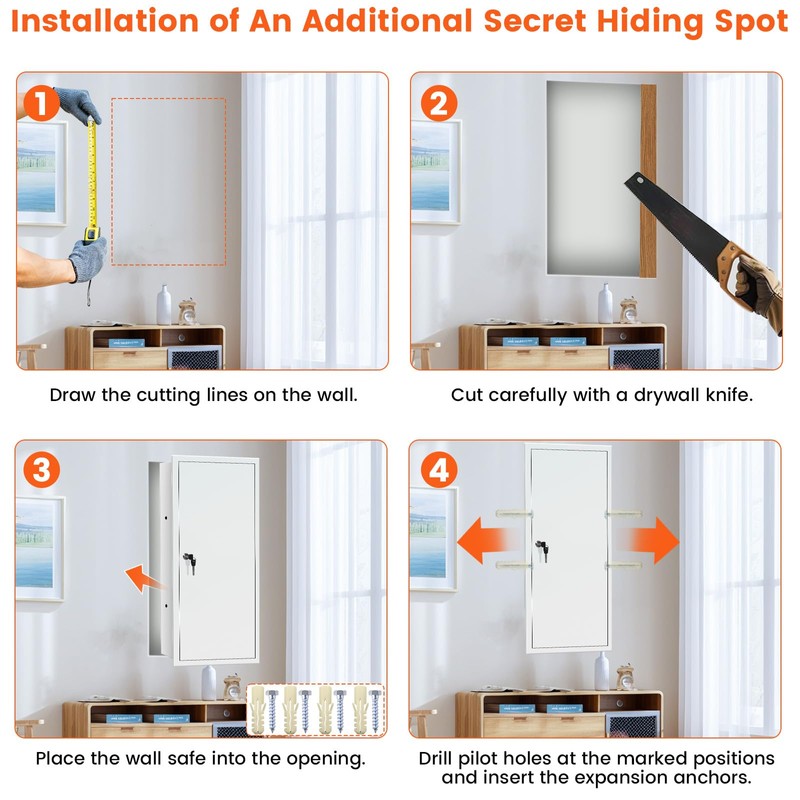 29.53" Tall White Wall Safes Between 16" Studs | 33%