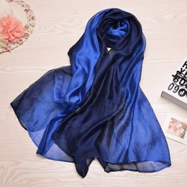 MAYUDAMA Silk Scarf, Stole, Spring/Summer, Stylish, Cold Protection, Sun Protection, Women's, 14. royal blue