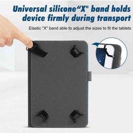 UrbanX Universal Case for 7-8 inch Tablet,Stand Folio Tablet Case Protective Cover for Asus Zenpad Z8s ZT582KL Touchscreen Tablet, with Adjustable Fixing Band and Multiple Angles–Ocean Blue