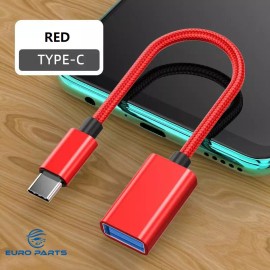 Unbranded OTG Adapter Converter Cable USB-C 3.1 Type C Male to USB 2.0 Type-A Female - Red