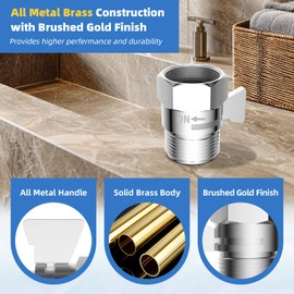 Hibbent All Metal 1 Pack Shower Head Flow Control Valve, G1/2 Brass Shut-off Valve with Metal Handle Lever, Shut OFF Water Flow Control Regulator for Handheld Shower, or Bidet Sprayer, Chrome