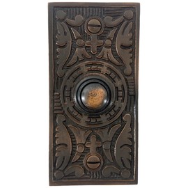 Rectangular Fern Motif Push Button Victorian Doorbell - The Fairmont (Bronze)
