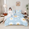 Homewish Daisy Comforter Set Twin Size White Flower Leaves Bedding