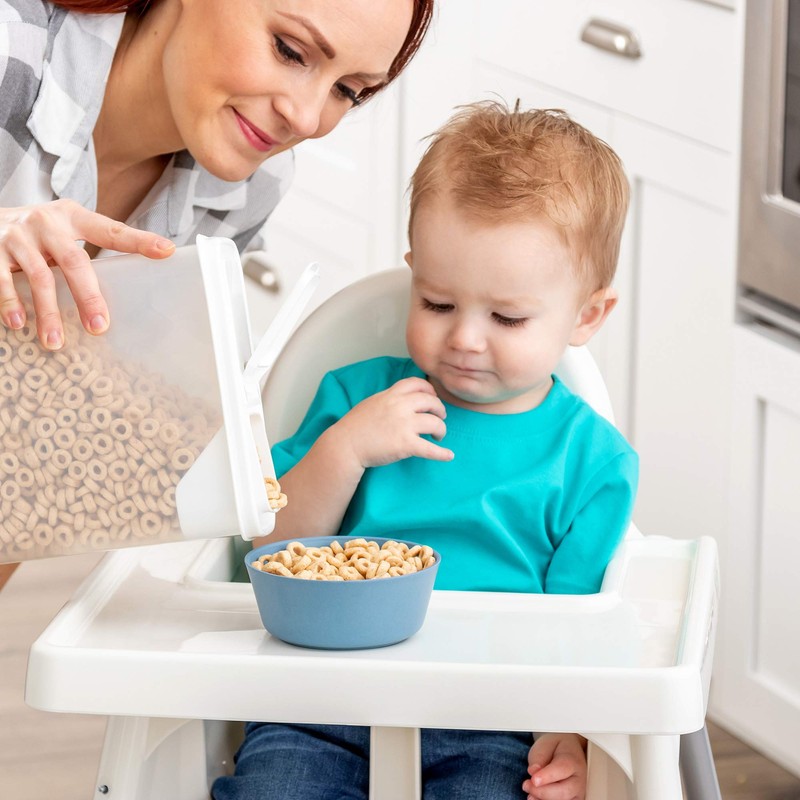 Cuencos de bambú para niños, Blue, Green, Gray, Beige