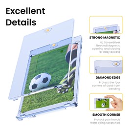 Tolesum 10ct Upgrade Magnetic Card Holder, 35PT Trading Card Sleeves UV Protection Plastic Hard Card Sleeves Holder Transparent Card Sleeves for Magic, MTG, Sports, Baseball, Football