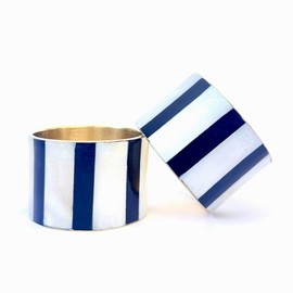 Gold-Plated Napkin Rings Made of Black and White Natural Stone - Set of 6 Elegant Napkin Rings for Your Christmas Table - Set of 6 Sturdy Napkin Stands Made of Mother of Pearl for Christmas (6)