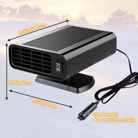 Car Heater 12V Dual Heat & Cool, 150W Portable Car Heater Fan with 360° Rotatable Base, Quick Defrosting & Demisting for Windshield, Universal for Truck/SUV/Car