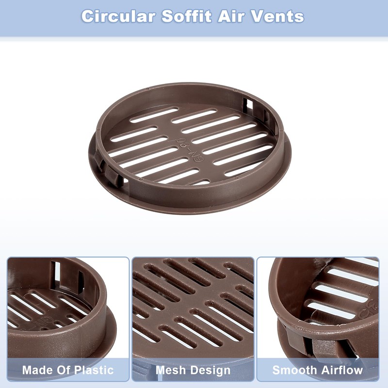 sourcing map 12Pcs 80mm/3.15" Circular Soffit Air Vents, Plastic Soffit