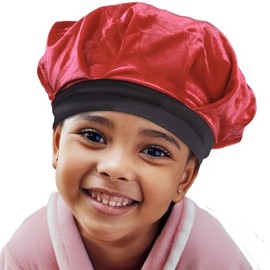 Donna Gorro Ducha Terciopelo Sedoso Niñas Niños Banda Ancha Reversible Pieza Color Rojo