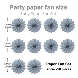 Gray Party Decorations,Wedding Decorations for Party Events Accessories,Anniversary Decorations,Birthday Decorations for Men,8in Hanging Paper Fans 30 Color DIY Set(Gray)