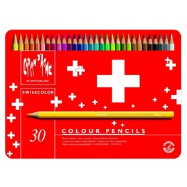 Caran Dache Set Of 30 Swisscolor Water Soluble Artist Sketching Colour Pencil Set In Metal Case Tin 1285_730