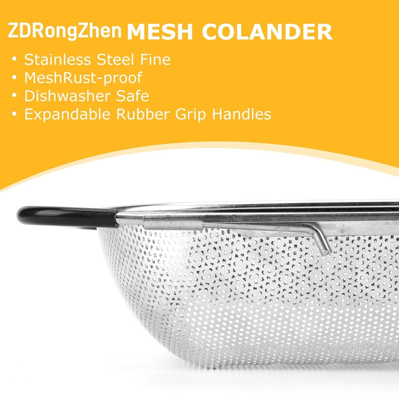 ZDRongZhen Kitchen Accessories Over the Sink Colander Strainer Basket，Stainless Steel