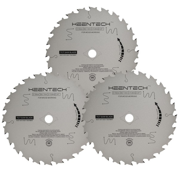 KEENTECH Teflon Coating 7-1/4 Inch Circular Saw Blades 24T 3