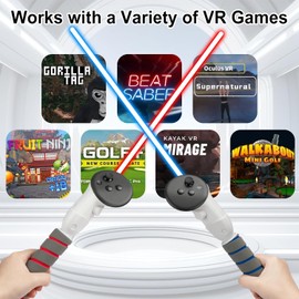 Aukuoy Controller Grips Extension for Quest 3: Dual Handle Attachments for Quest 3 Controller Accessories, Controller Extension Grips for VR Games Gorilla Tag Long Arms, Golf Club, Beat Saber Handle