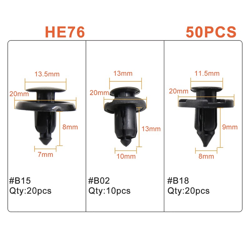 sourcingmap 50pcs Trim Panel Retainer Clips 3 Sizes 7mm 8mm