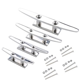 MIZUGIWA 4 inch Boat Cleats 316 Stainless Steel Dock Cleat for Boat,Open Base Boat Cleat,Mooring Boat Deck Cleats with Fasteners,Marine Cleats for Boat Docks, Decks,Kayaks,Pack of 4
