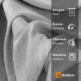 Melodieux Elegant Cotton Room Darkening Blackout Curtains for Living Room Bedroom Thermal Insulated Privacy Grommet Window Curtain Panels, 52 by 96 Inch, Dark Grey(1 Panel