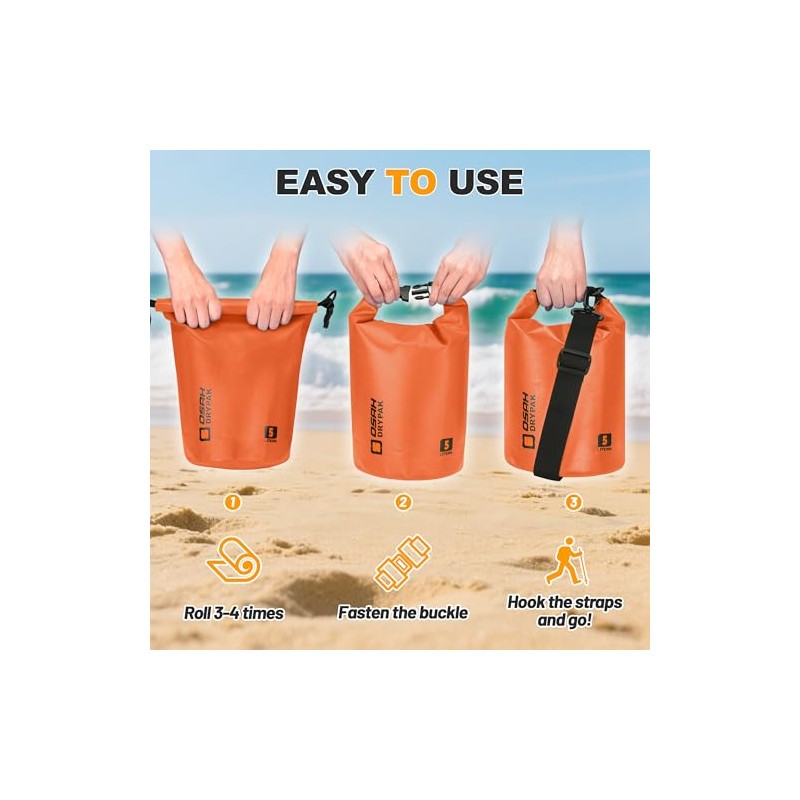 Bolsa seca impermeable, 5L/10L/20L/30L/40L Mochila de almacenamiento ligera con funda