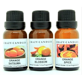3 Bottles Set, 1 Orange Satsuma, 1 Orange Blossom, 1 Orange Spice 1/2 Fl Oz Each (15ml) Premium Grade Scented Fragrance Oils by Crazy Candles