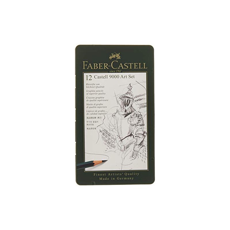 Faber-Castell Castell 9000 Art Pencil Set, 12 Pencils, Wood, Black,