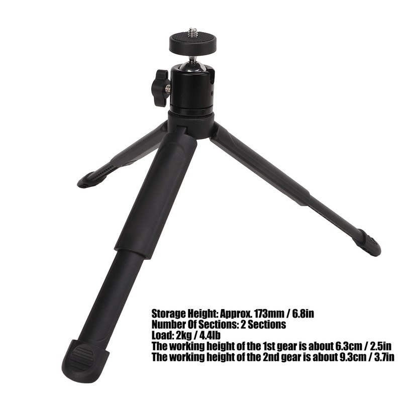 KINGJOY Desktop Tripod 2 Sections Retractable Mini Tripod for Live