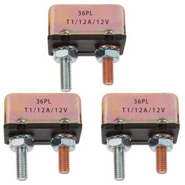 BUSSALIX E511 Automatic Reset Circuit Breaker 5-50A 14V DC Stud Type Metal Shell Overload Protection for Cars RVs Trucks and Motorcycles(12A-3PACK)