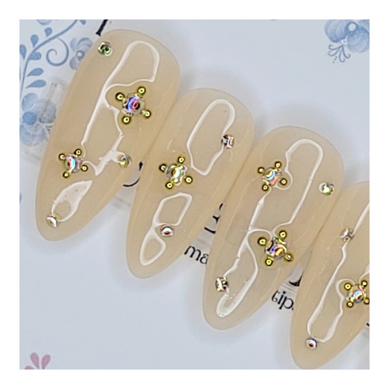 Ether Beige Handmade Nail Tips - Square S / 에테르