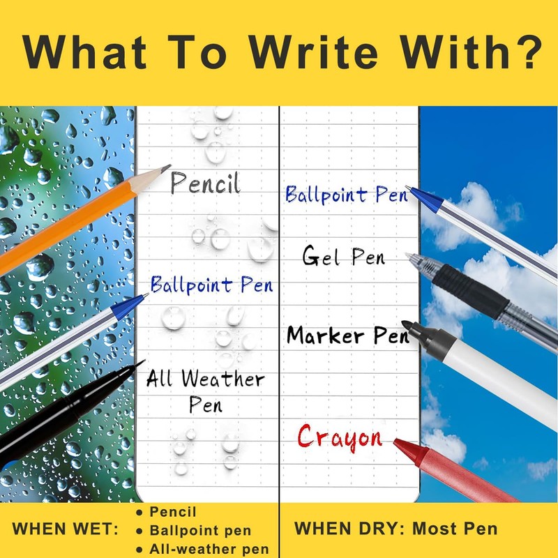 Weatherproof Top Spiral Notepads with Waterproof Paper and Hard Cover,