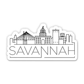 Squiddy Savannah Georgia City Skyline - Vinyl Sticker (7" Wide)