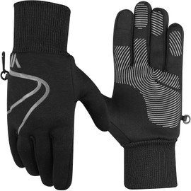 WESTWOOD FOX Winter Running gloves, Warm, lightweight, Anti-Slip, Touchscreen Cycling gloves for men and women, Thermal liner gloves for sports, working, hiking, driving. (Black, S)