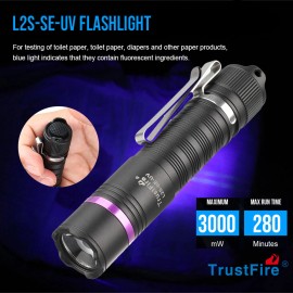Trustfire 365nm UV Flashlight 3000mW Ultraviolet Torch Rechargeable Waterproof