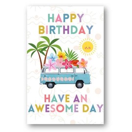 Second Ave Campervan Sunny Happy Birthday Card Greetings Card Friend