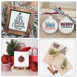 Christmas Vinyl Decals Stickers for Crafts, Small Clear Christmas Word Quotes Sayings Ornament Stickers for Christmas Balls Cups Glass Wood Decoration(41pcs Words Sticker)