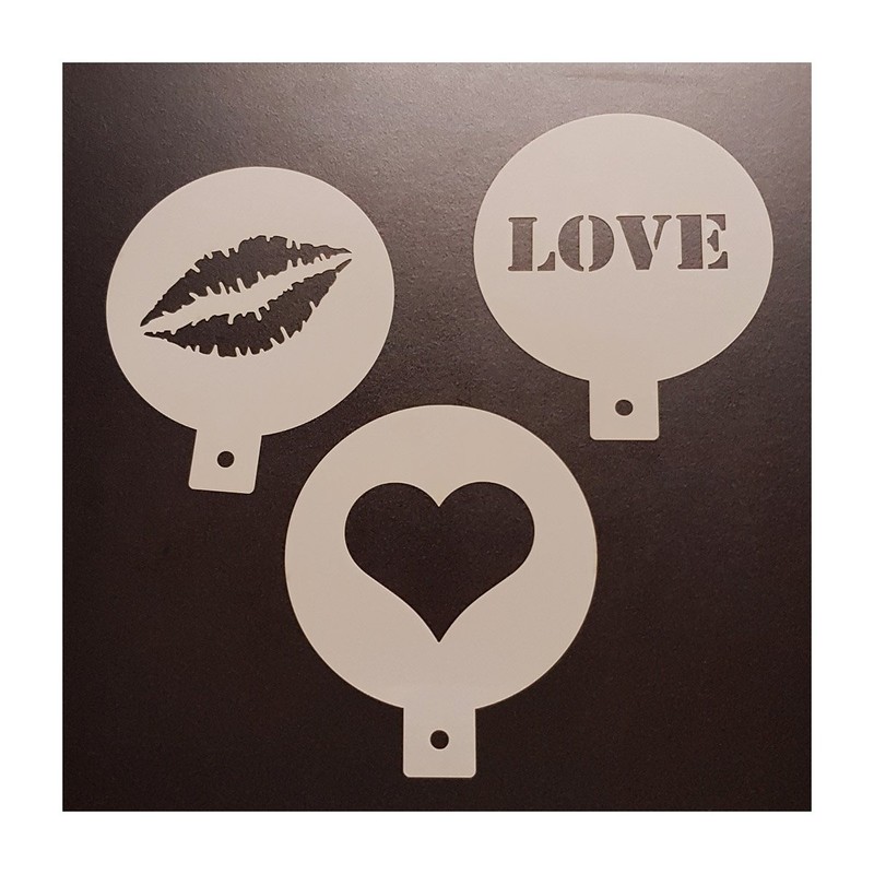 CraftStar Set of 3 Valentine Coffee Duster Stencils - Love
