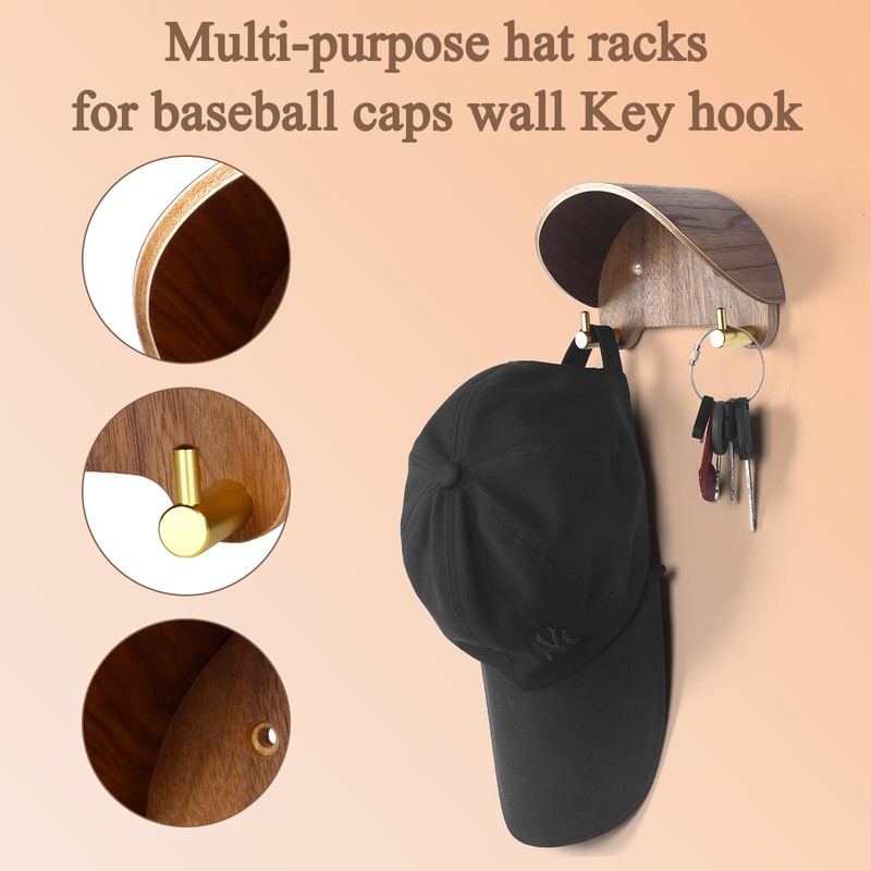 yunmanqiji 2 Pack Cowboy Hat Rack, Wooden Satin Finish Hat