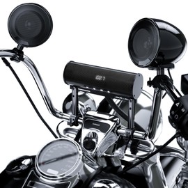 Waterproof Motorcycle Bluetooth Stereo, 4 Speakers Sound bar w/ 4.5" Speakers, Built-in Amplifier MP3 Music Player Audio System w/USB & Radio, Great for Harley & ATVs (RD8-X45 Black)