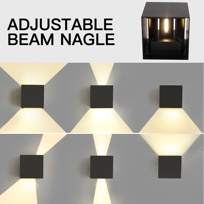 Mille Lucciole 12W 4Pack Outdoor Wall Lights Exterior/Interior,LED Black Outdoor