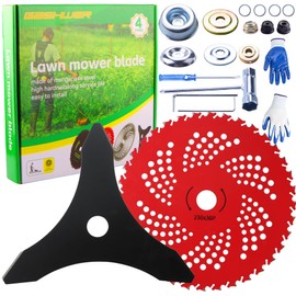 Gashwer 10"x 3 Teeth Carbon Steel Brush Cutter Weed Eater Blades & 9"x 36 Teeth Carbide Tipped Blades with Universal Adapter Kit Compatible with Brush Cutter, Trimmer, Weed Eater, Husqvarna Stihl Ego