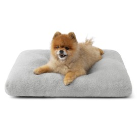 Bedsure Washable Dog Bed for Small Dogs, Comfort Fluffy Plush Crate Pad, Non-Slip and Machine Washable Kennel Pet Sleeping Mat for Puppy/Cat, 24"x17", Gray