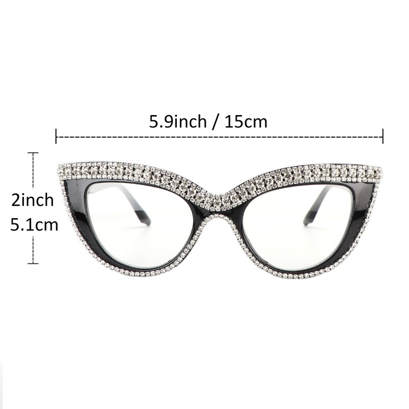 Gafas de lectura con diamantes de imitación, Blanco, M