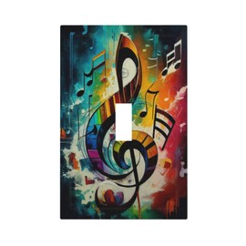 Sghxwp Colorful Musical Notes on A Rainbow Hued Background 1 Gang Light Switch Covers Single Toggle Wall Plate Decorative Switchcover Electrical Switchplate for Country Living Decor