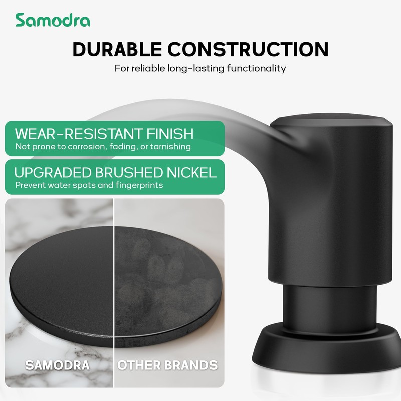 SAMODRA Built in Kitchen Sink Soap Dispenser (Matte Black) with