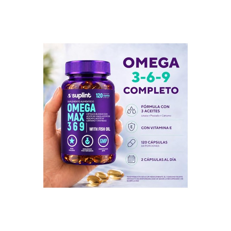 Omega 3-6-9 – Aceite de Pescado, EPA, DHA, ALA, Vitamina