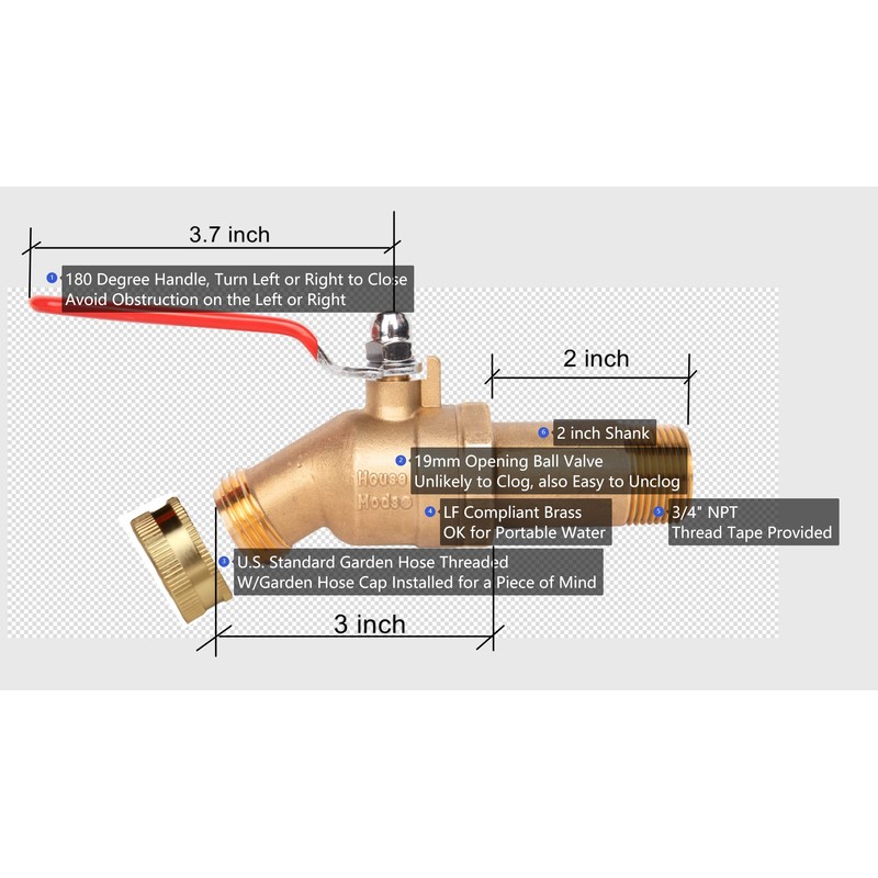 House Mods HMP010 Full Port Brass 3/4" MNPT Water Heater