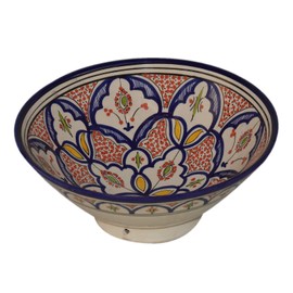 Ceramic Bowls Moroccan Handmade Serving Bowl Large 12 Inches Across Multicolored