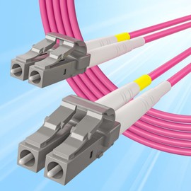 10Gtek Fiber Patch Cable - 𝗟𝗖 𝘁𝗼 𝗟𝗖 𝗢𝗠𝟰 10Gb/Gigabit Multi-Mode Jumper Duplex 50/125μm LSZH Fiber Optic Cord for SFP Transceiver, Magenta, 3-Meter(9.8ft), 2-Pack