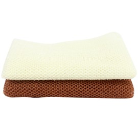 QOPAHI Enlarged African Net Sponge, African Exfoliating Net 2 in 1 Body Shower Scrubber Nylon Back Scrubber Exfoliating Bath Sponge for Removing Dead Skin Dirt Oil, 80×30cm(White+Brown)