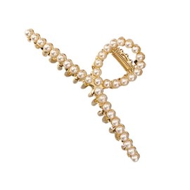 LOHGOU Metal Rhinestone Pearl Hair Claw Clip for Women Girls, Large Hair Claw Clip Clamps for Thick Thin Hair, Fashion Hair Accessories Barrettes Styling Tools for Wedding Party (Pearl)
